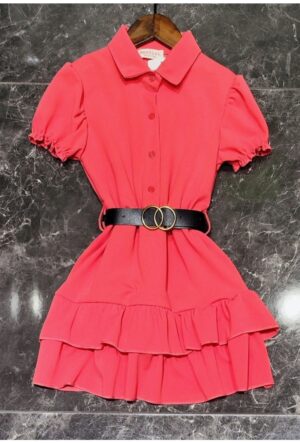 Ruffle jurk koraal