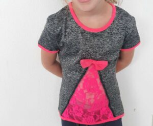 grijze/roze strik shirt