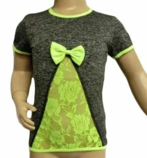 Grijs/gele strik shirt