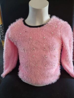 Roze trui parels.