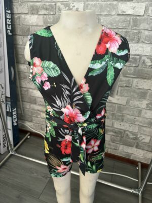Zwarte bloem jumpsuit