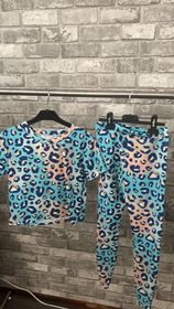 Blauw/goud panter set