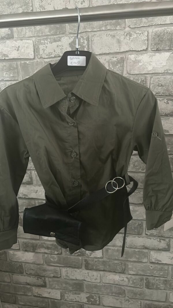 Marine groene blouse met heup tasje