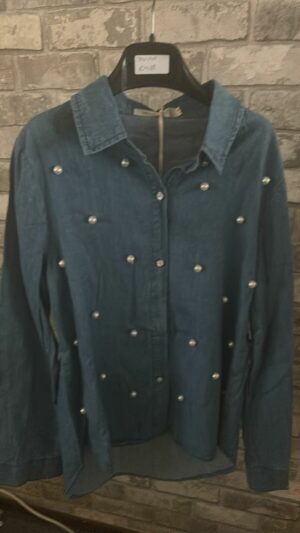 Spijkerstof blouse met parels