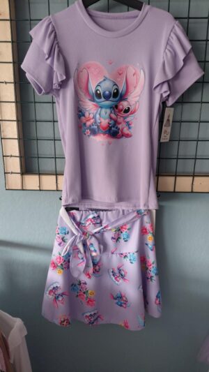 stitch setje lila met rok