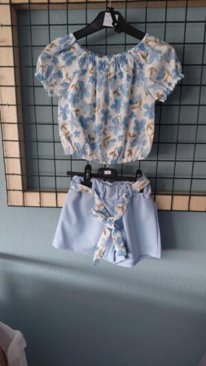 blauw/wit bloemen set