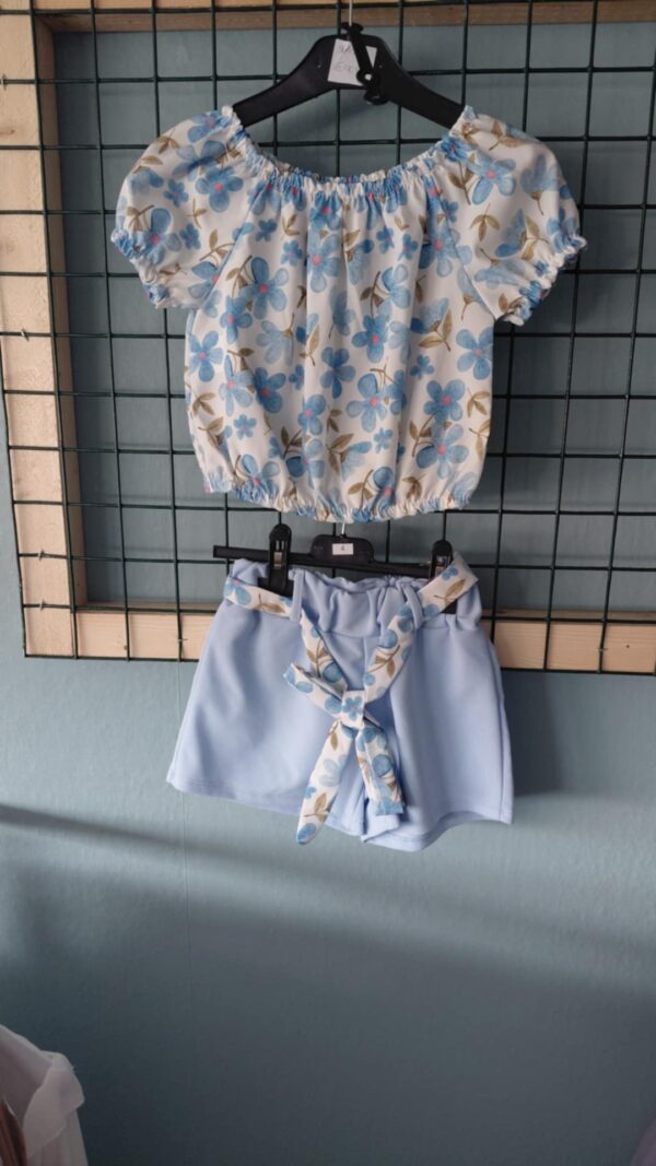blauw/wit bloemen set