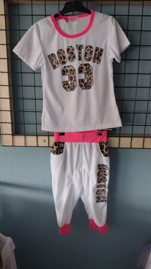 roze met wit boston setje