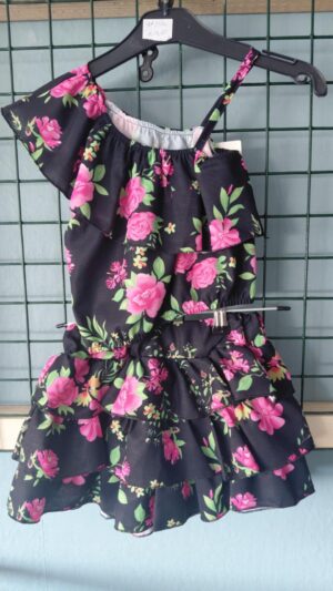 Zwart bloemen set