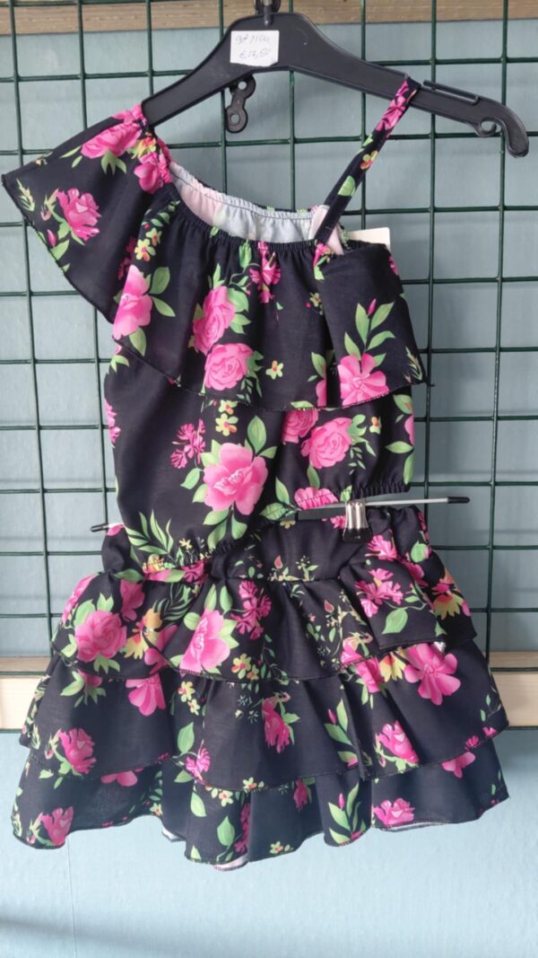 Zwart bloemen set